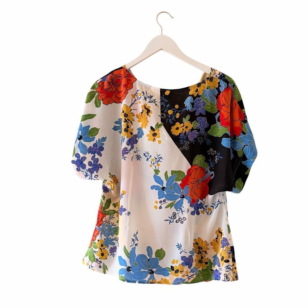 Anthropologie Maeve Clover Cowl Neck Pullover Lightweight Floral Silk Blouse Sz - Picture 7 of 14